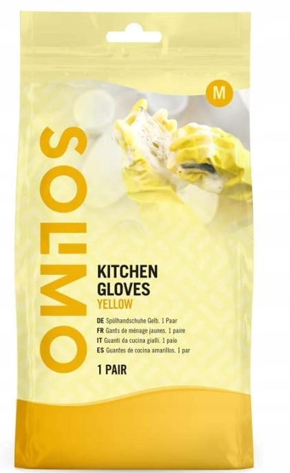 Levně 3X Solimo, Kitchen Gloves Yellow, Rukavice, M, 1 pár