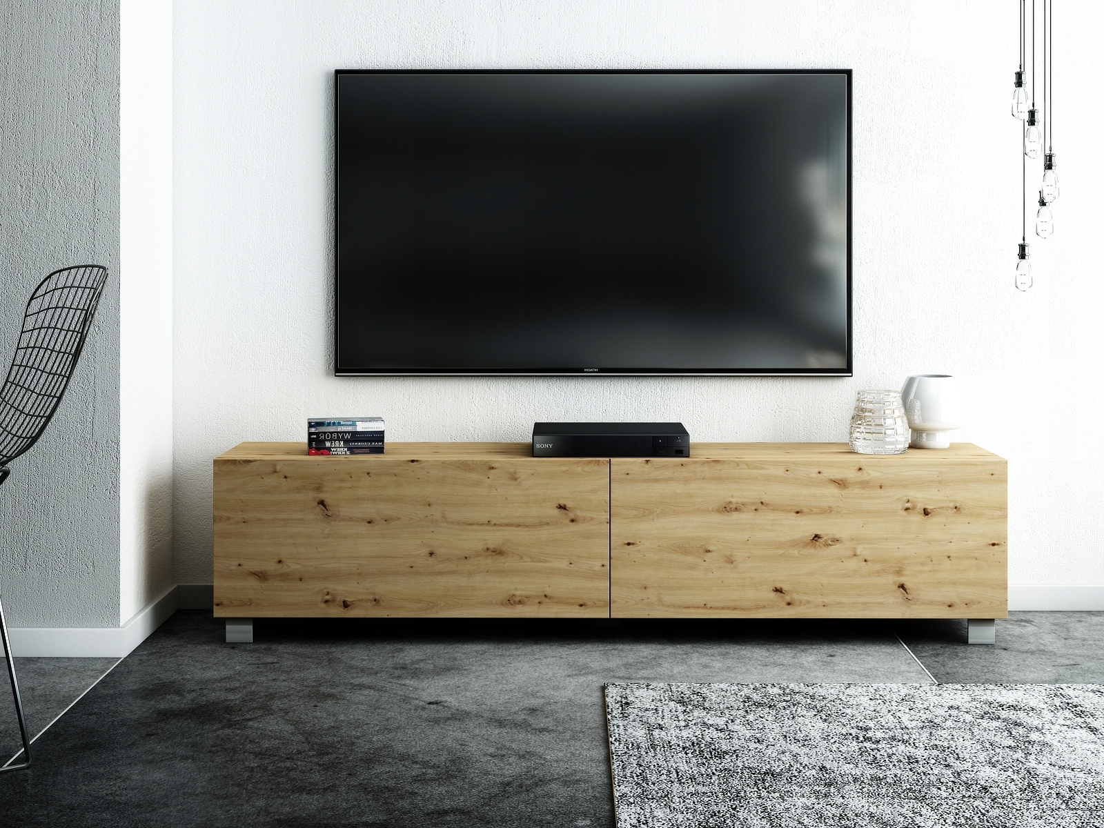 STOJĄCA SZAFKA RTV 180 CM DĄB ARTISAN POŁYSK/ MAT Kod producenta klio 180st