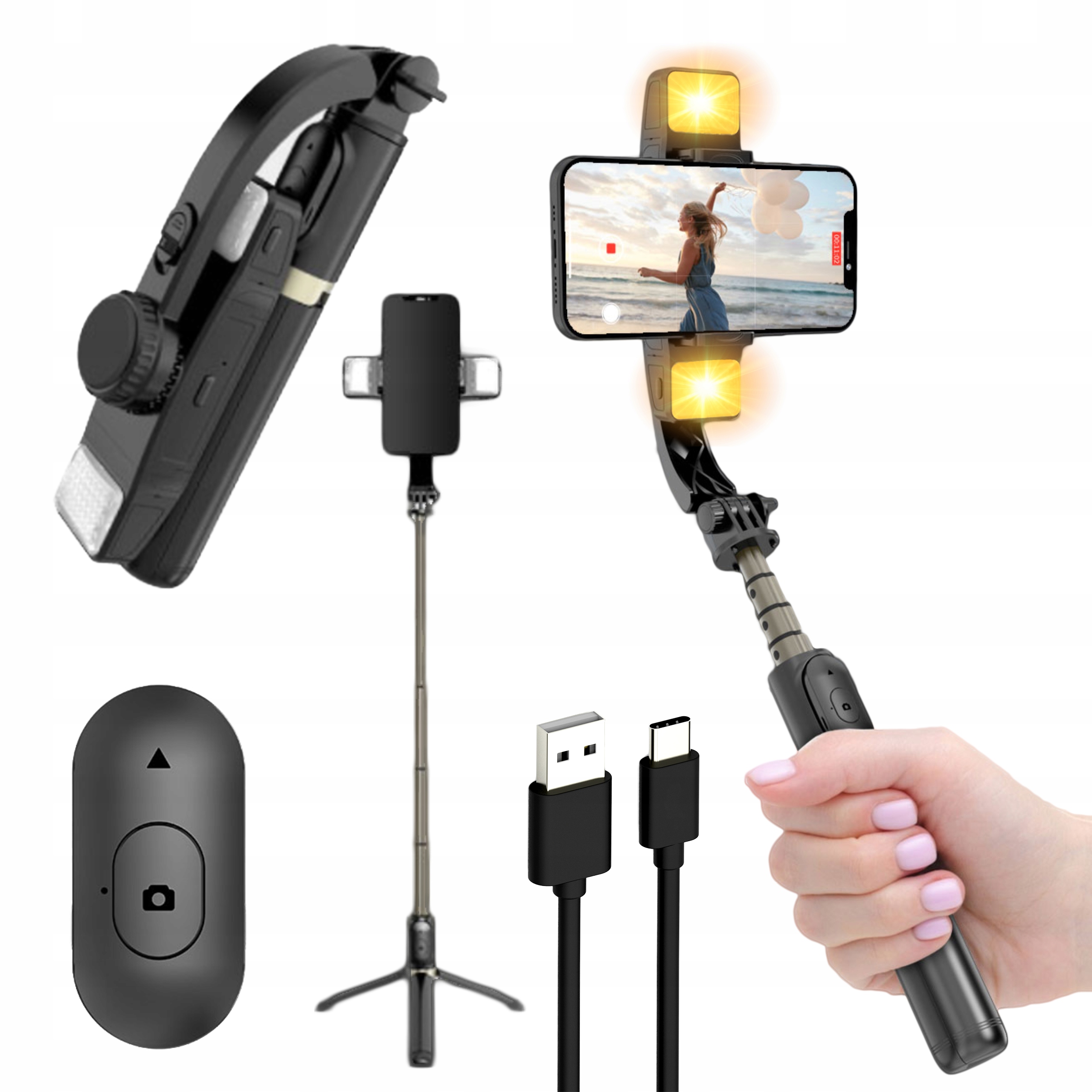 GIMBAL SKŁADANY SELFIE STICK KIJ STABILIZATOR OBRAZU DO TELEFONU STATYW