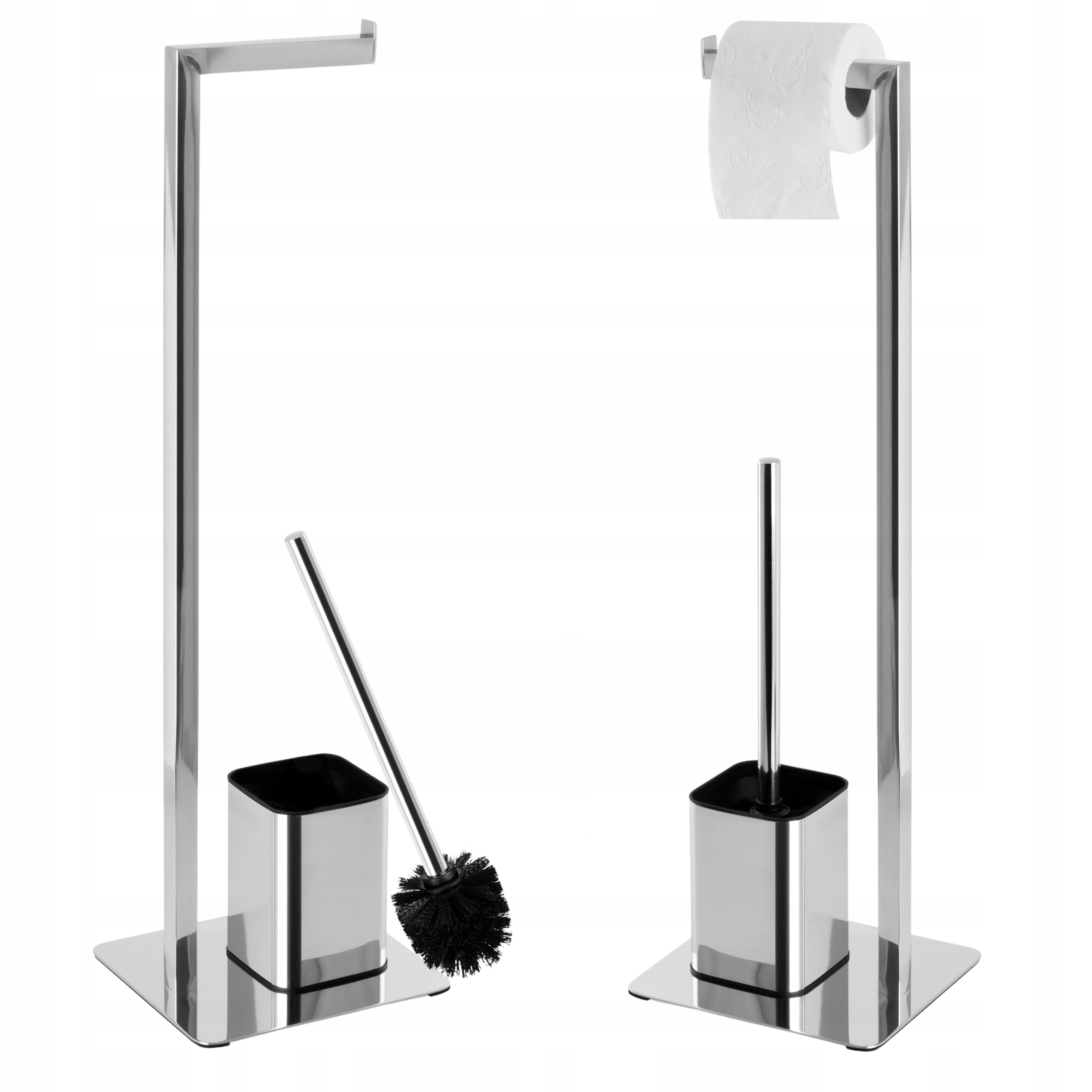 Stojan na toaletní papír s Wc kartáčem Stříbrný, kovový, koupelnový