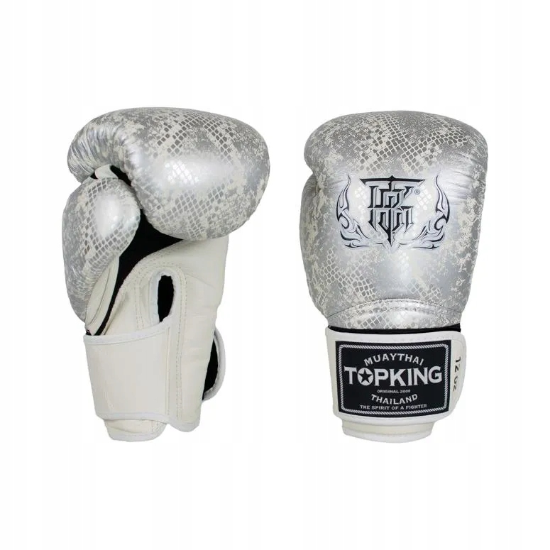 boxerské rukavice muay thai top king star snake air 12OZ Bílá/sreb
