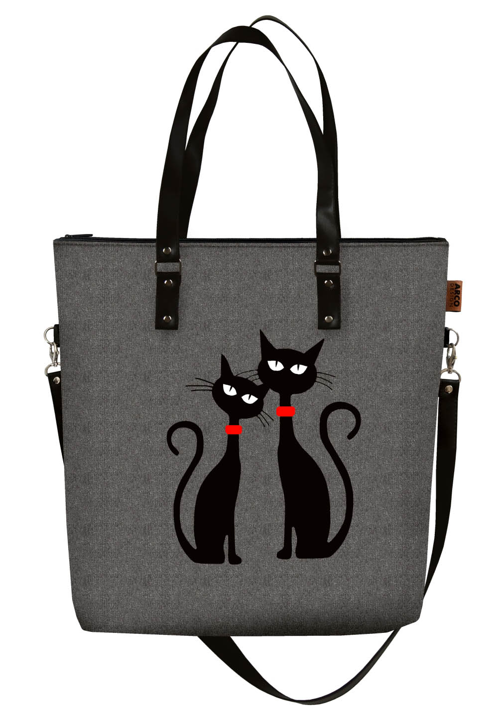 

Torba Bertoni shopper z nadrukiem Maxa Black Cats