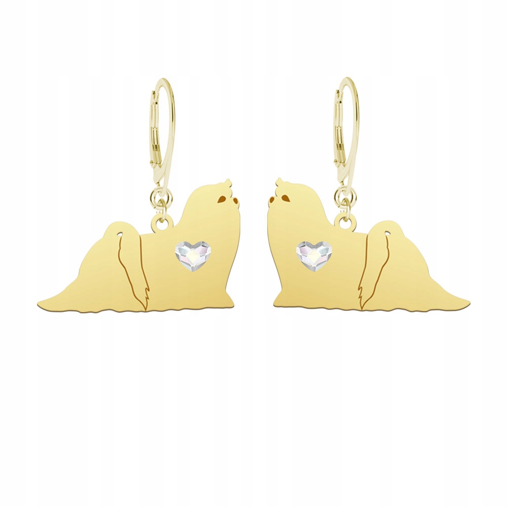 Náušnice Zlaté se psem Maltézský 925 Šperky Žena Dárek Gravírování