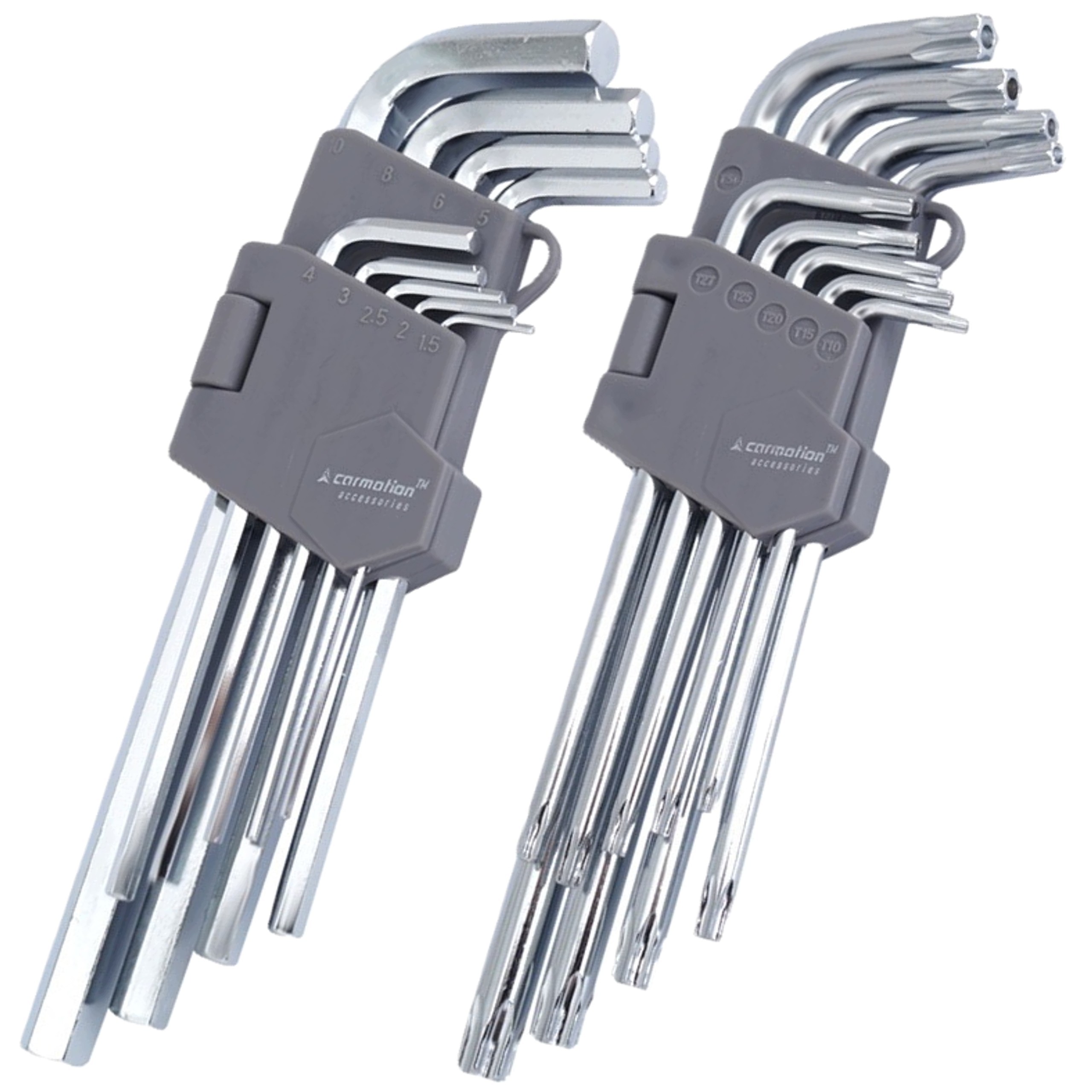 Zestaw kluczy imbusowych Hex 1,5-10 Torx T10-T50 z otworem 18szt CrV