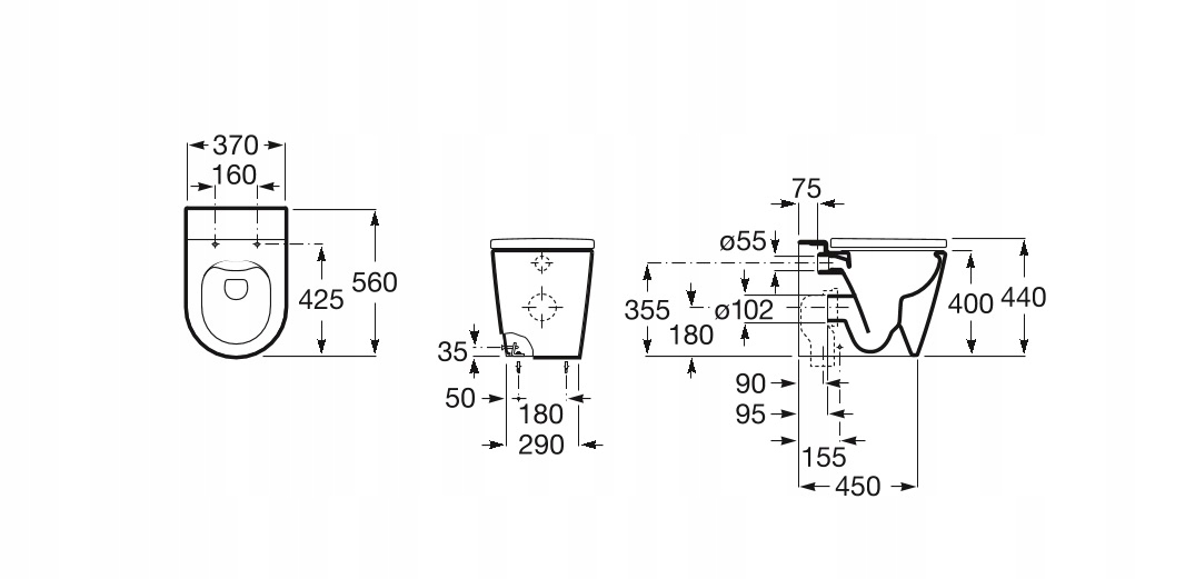 MISKA WC RIMLESS STOJĄCA BIAŁA ROCA INSPIRA ROUND Skład zestawu miska