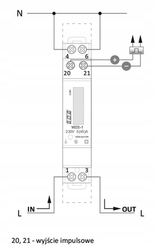 LICZNIK ZUŻYCIA ENERGII JEDNOFAZOWY LCD WZE-1 Marka F&F