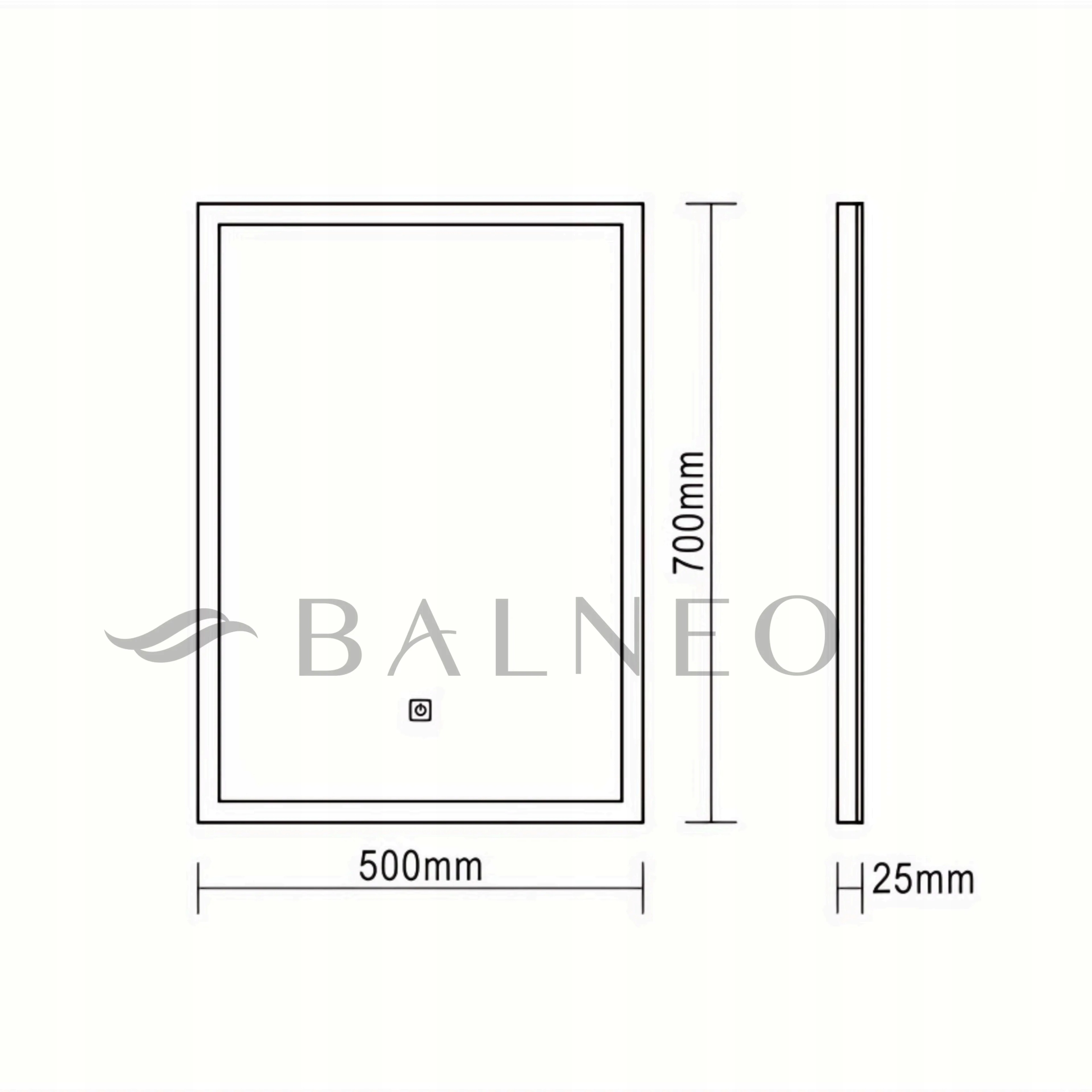 Lustro ścienne Balneo prostokąt 70 x 50 mm Wykonanie gotowe