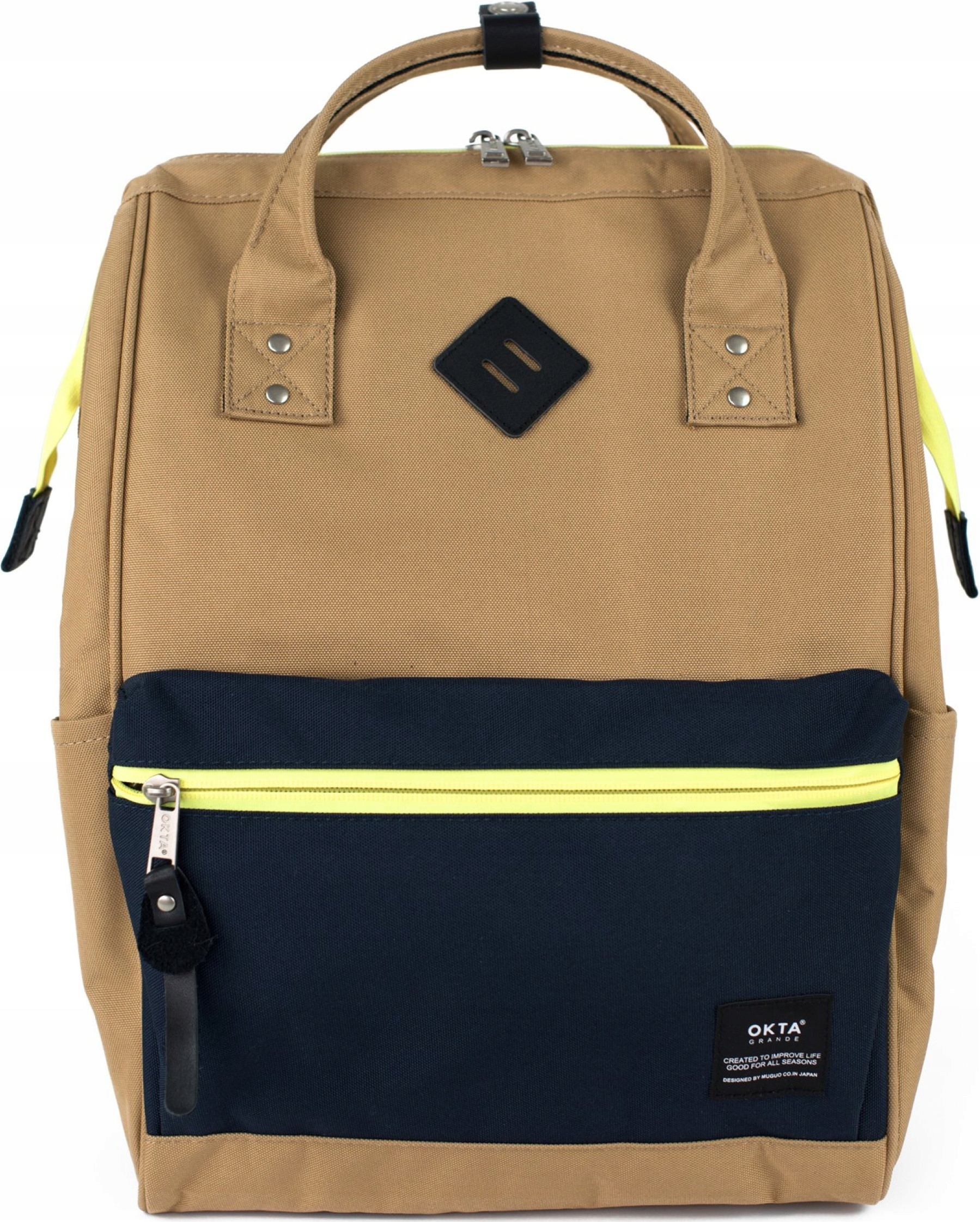 Batoh na notebook Himawari Okta Neon M školní Usb, světle hnědý