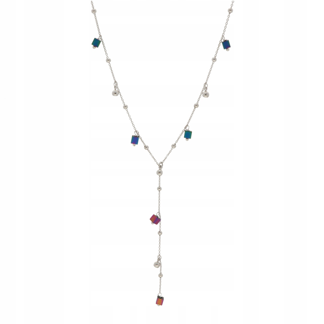 Náhrdelník s kravatou a hematitem, stříbro rhodiované