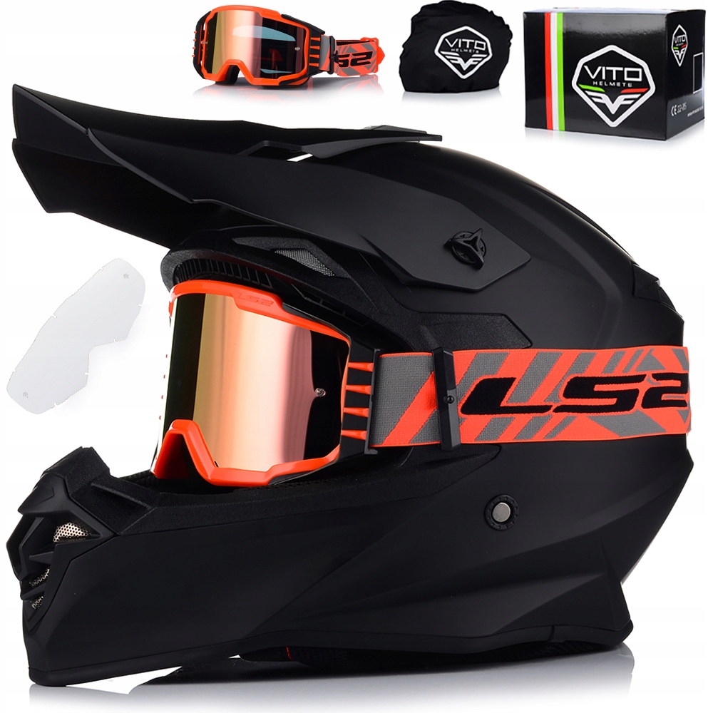 Motocyklová Prilba Vito Tivoli Okuliare LS2 Off-road Enduro Cross Quad Atv