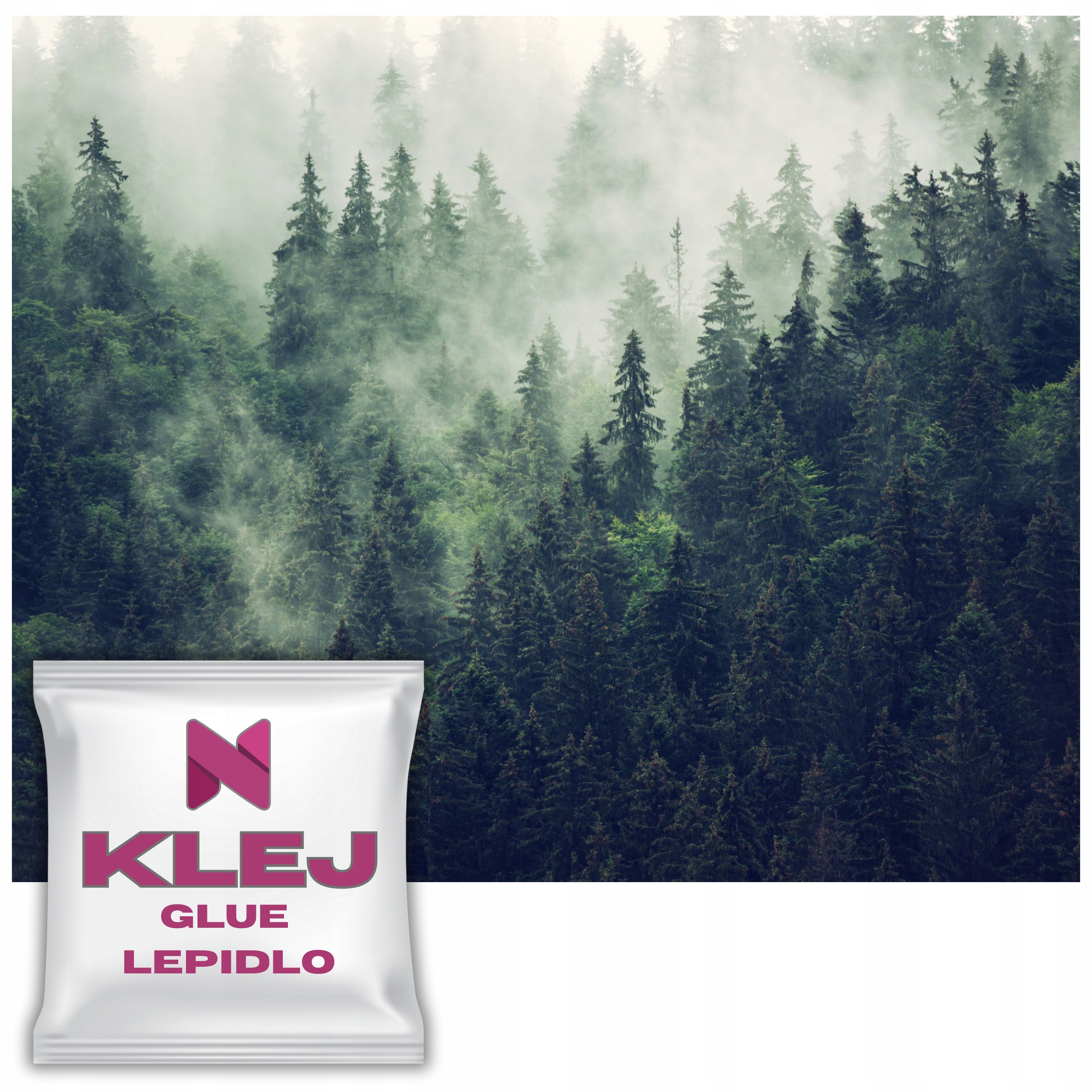 Moderní fototapeta na zeď do obývacího pokoje tapeta Les v mlze 197x296