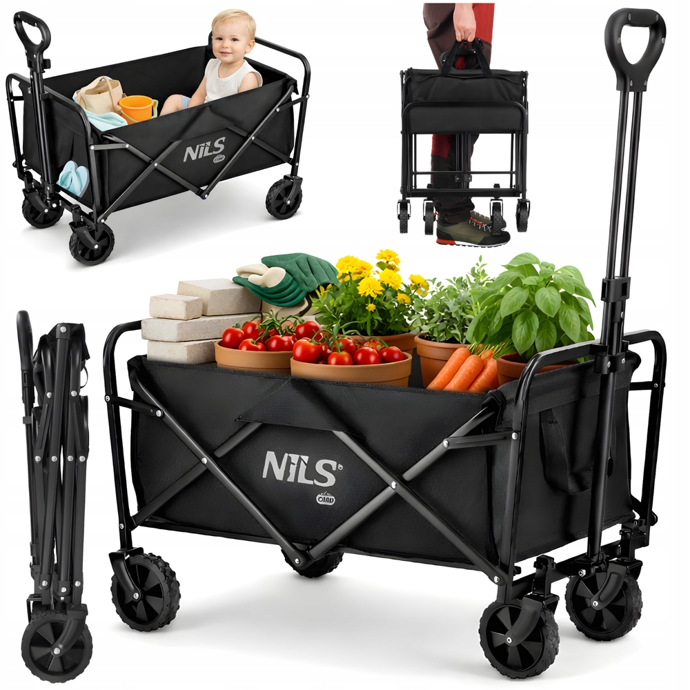 Přepravní skládací zahradní vozík s rukojetí na pláž, turistický, 70 l