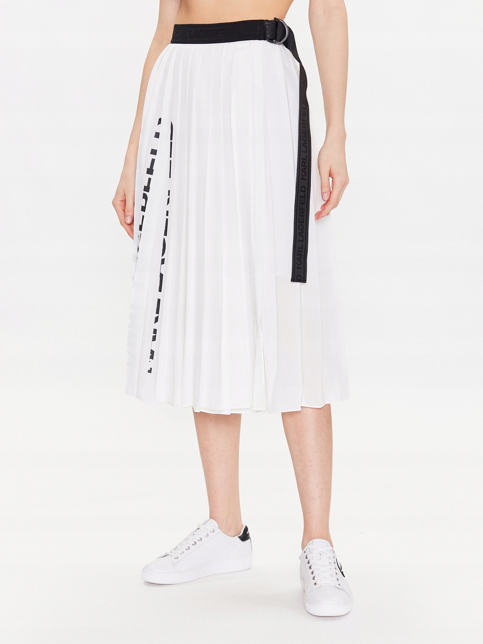 Karl Lagerfeld Spódnica plisowana Pleated 225W1201 Biały Regular Fit