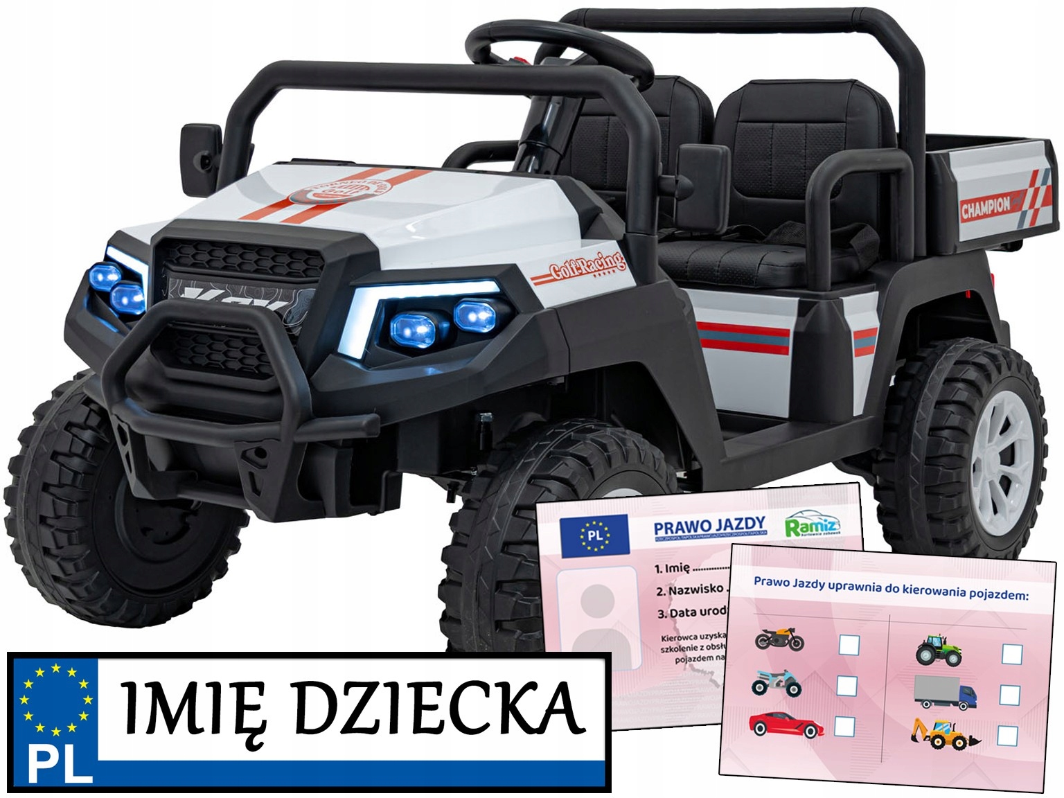 dwuosobowe autko elektryczne Pick Up Champion jeździk dla dzieci Pilot