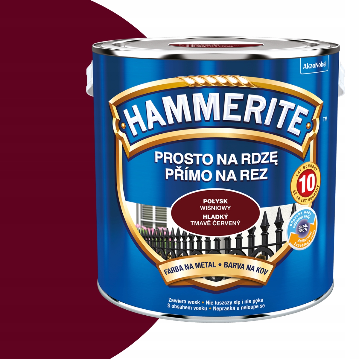 Hammerite Prosto na Rdzę 2,5L Wiśniowy Połysk