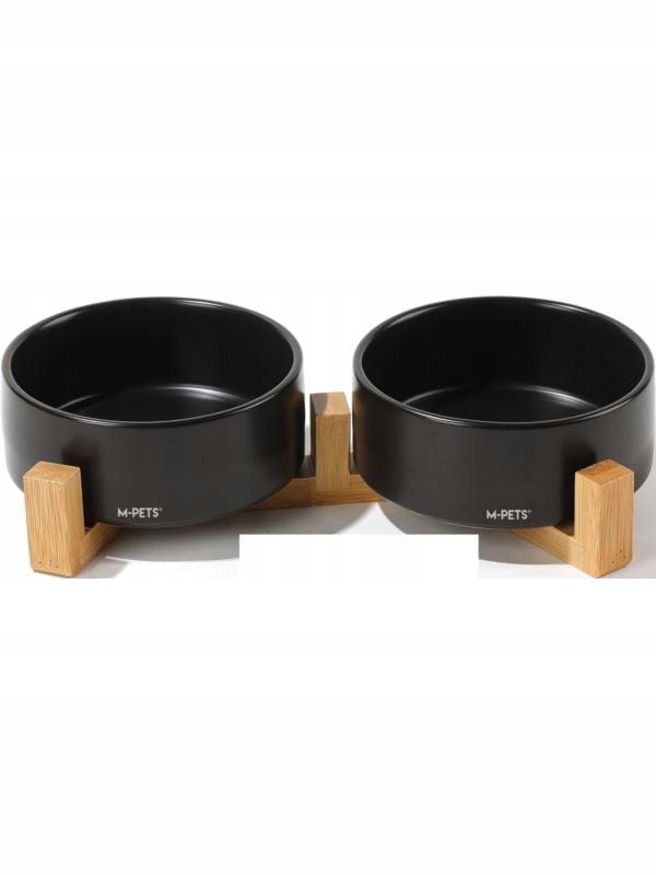 Levně Dvojitá keramická miska Opera na stojanu, černá velikost: S