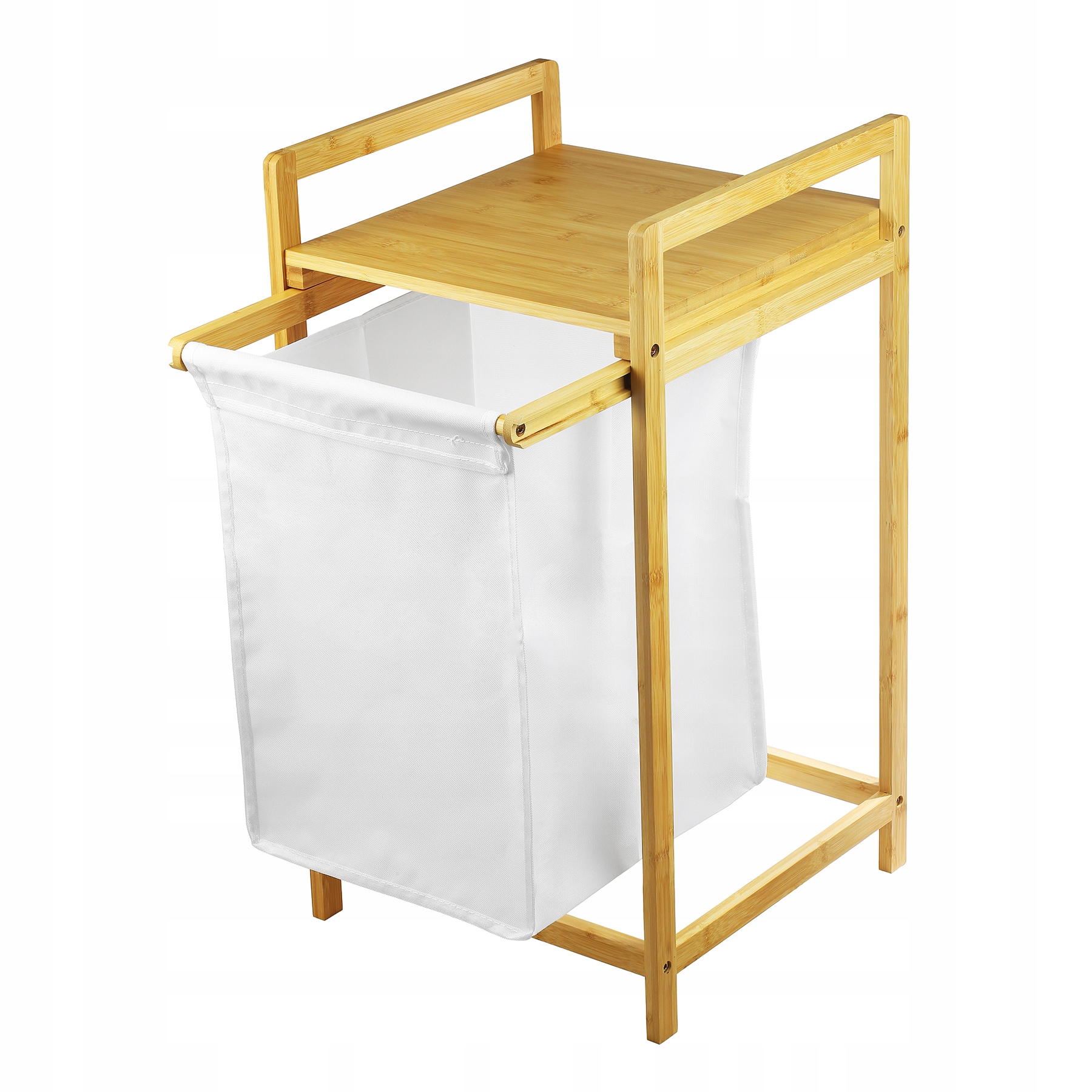 Bambusový Výsuvný Koš Na Prádlo, Špinavé Prádlo, Nádoba S Poličkou, 40 l