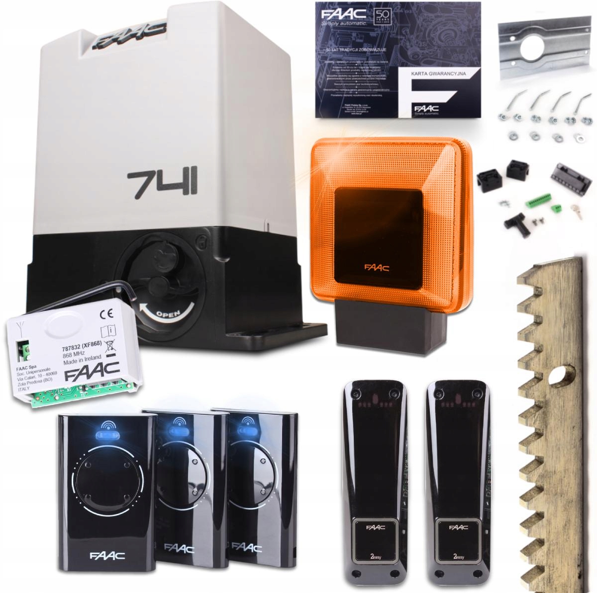 Привід FAAC 741, лампа, 5 рейок, 3 пульта, енкодер KPL.