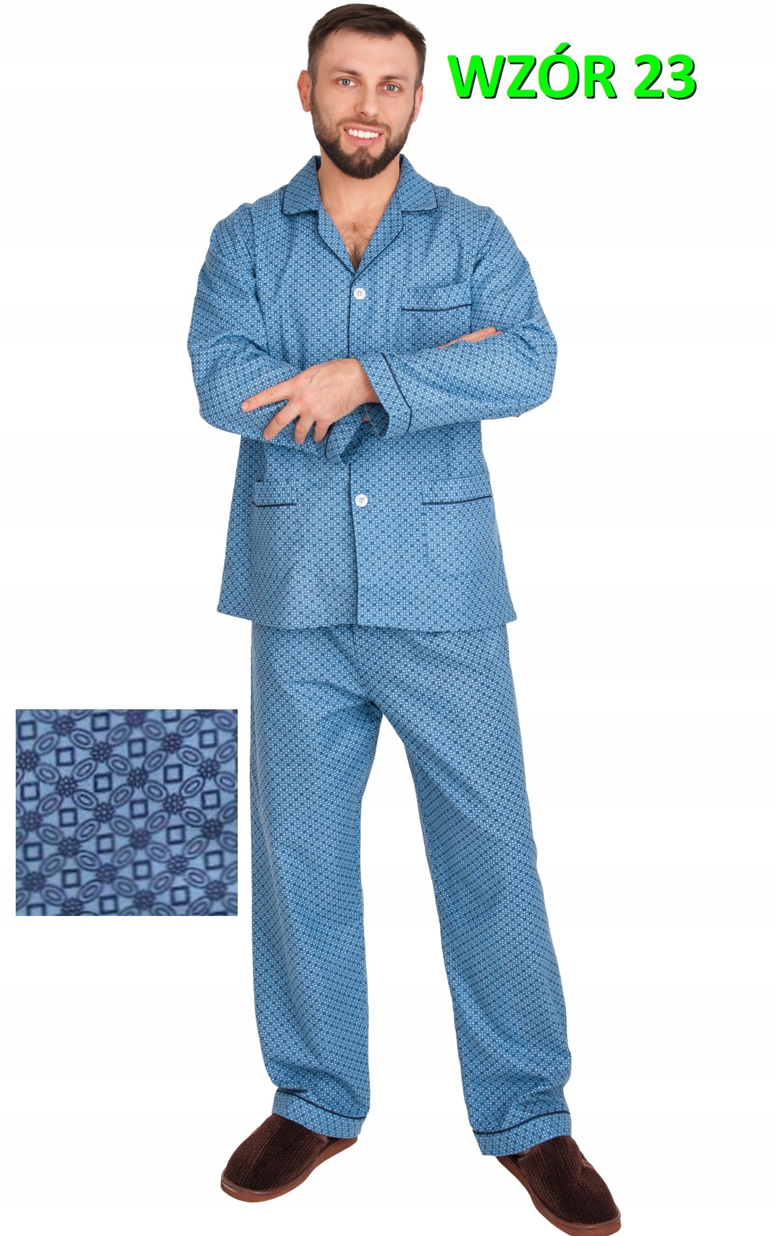 PIŻAMA MĘSKA FLANELOWA FLANELA r.L FOR-MAX 100%BAW Dekolt serek/dekolt V