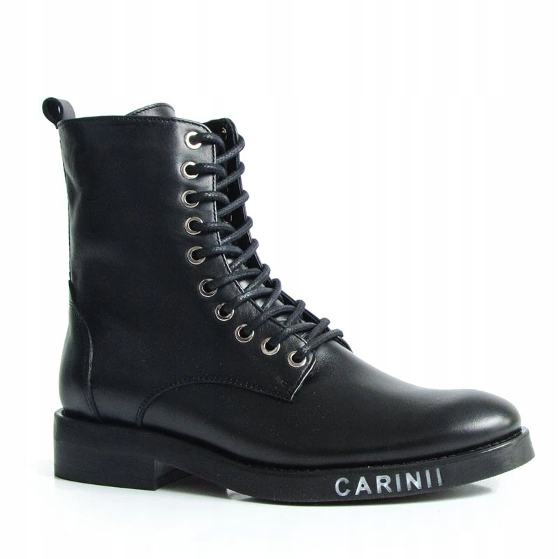 Carinii B8769 Botki Sztyblety Skóra Lico Czarne 40