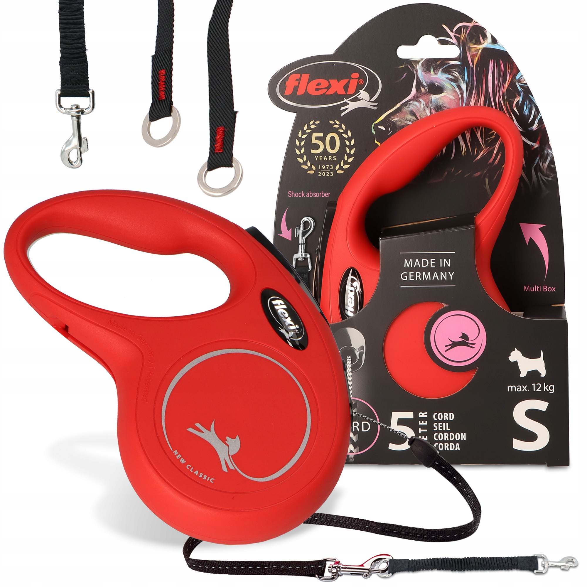 Levně Flexi Automatické Vodítko Pro Vodítko 5m, navíjecí lano, tlumič nárazů, Trénink vodítko 3O