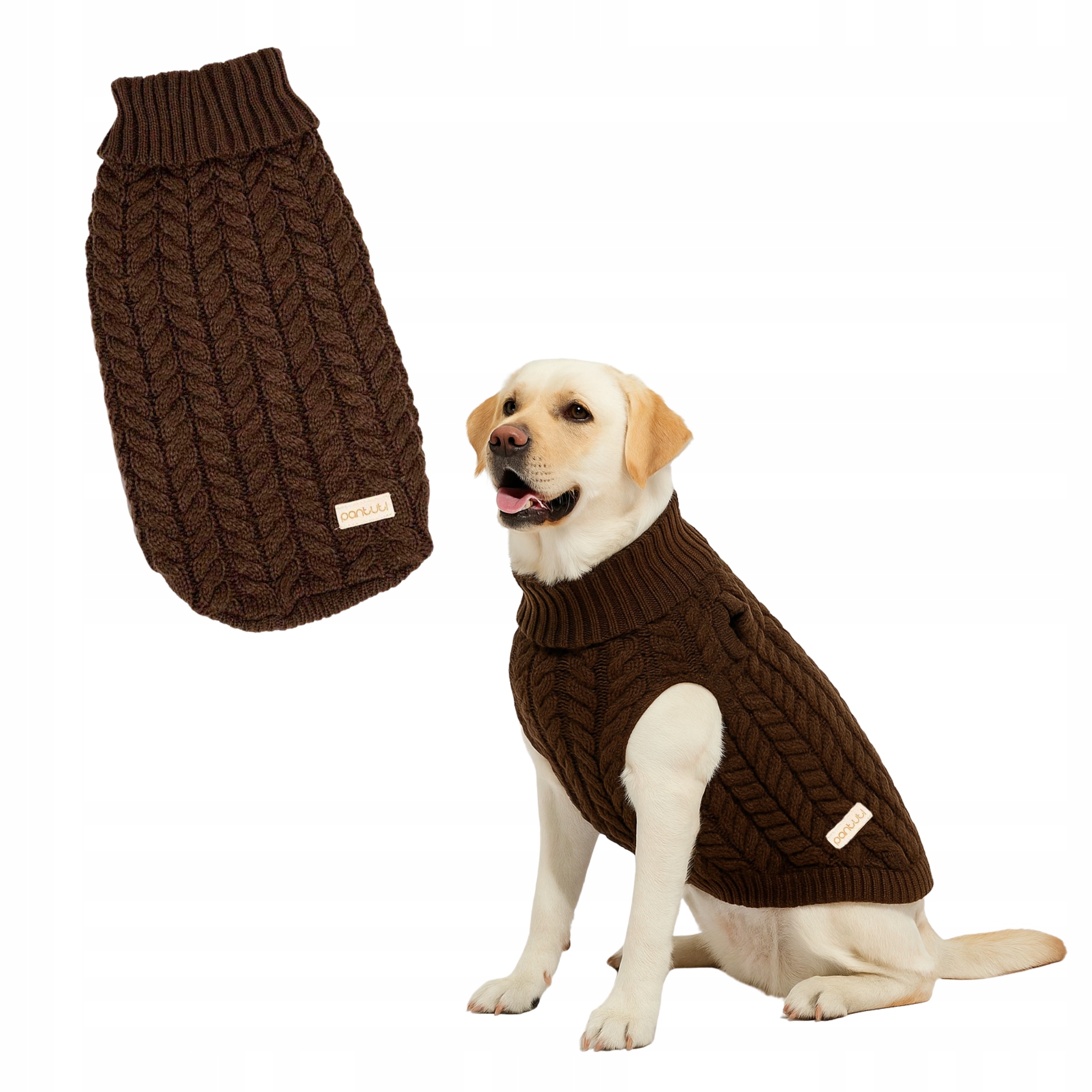 Levně Teplý elastický svetr pro psa Hektor hnědý 7XL