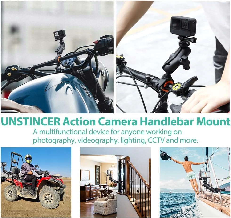 UNSTINCER Uchwyt Kamery Do GoPro Hero Insta360 DJI Osmo Na Rower — miniatura 6