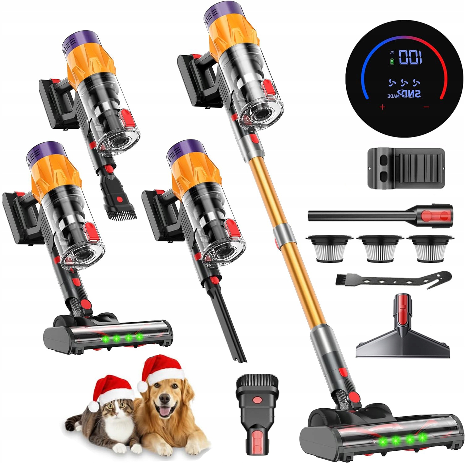 Odkurzacz Pionowy Bezprzewodowy 550W 50000pa Led Mocny Hepa Zestaw 6 w 1