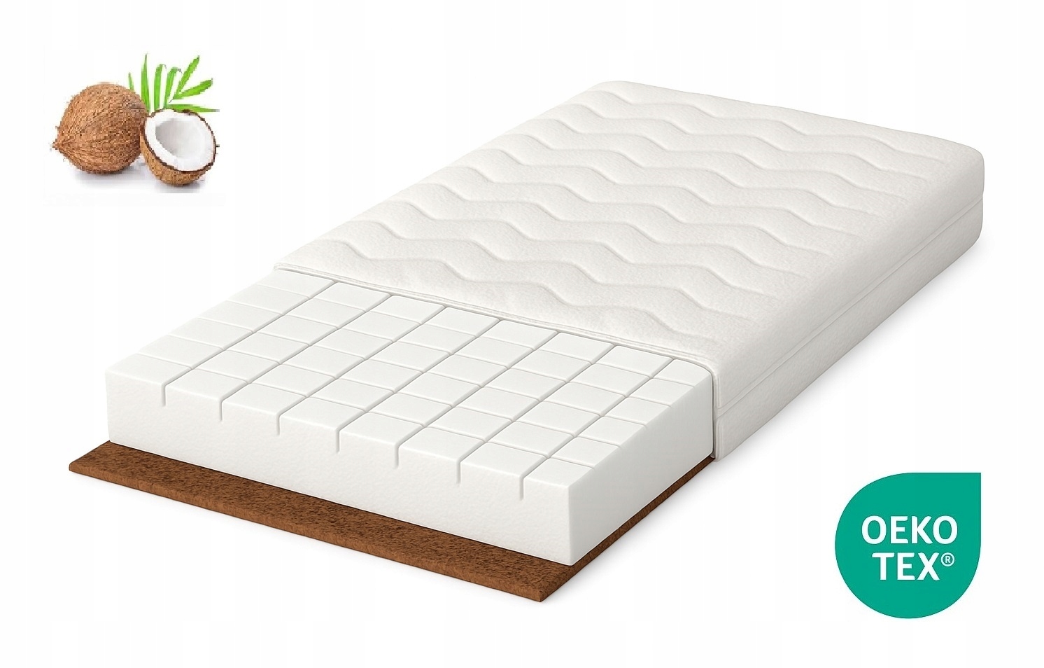 Materac Oddychający Kokos 90X175 Mikrofibra pianka 175x90 średnio twardy