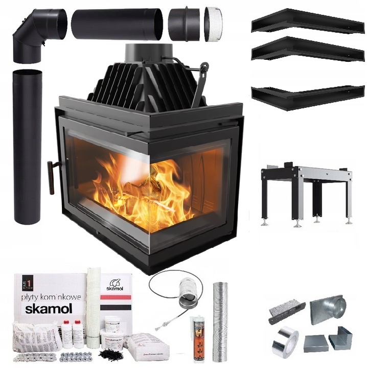 Krbová Rohová Krbová Vložka Simple 15 Pravá Eko Sada Trubky Lufty Desky