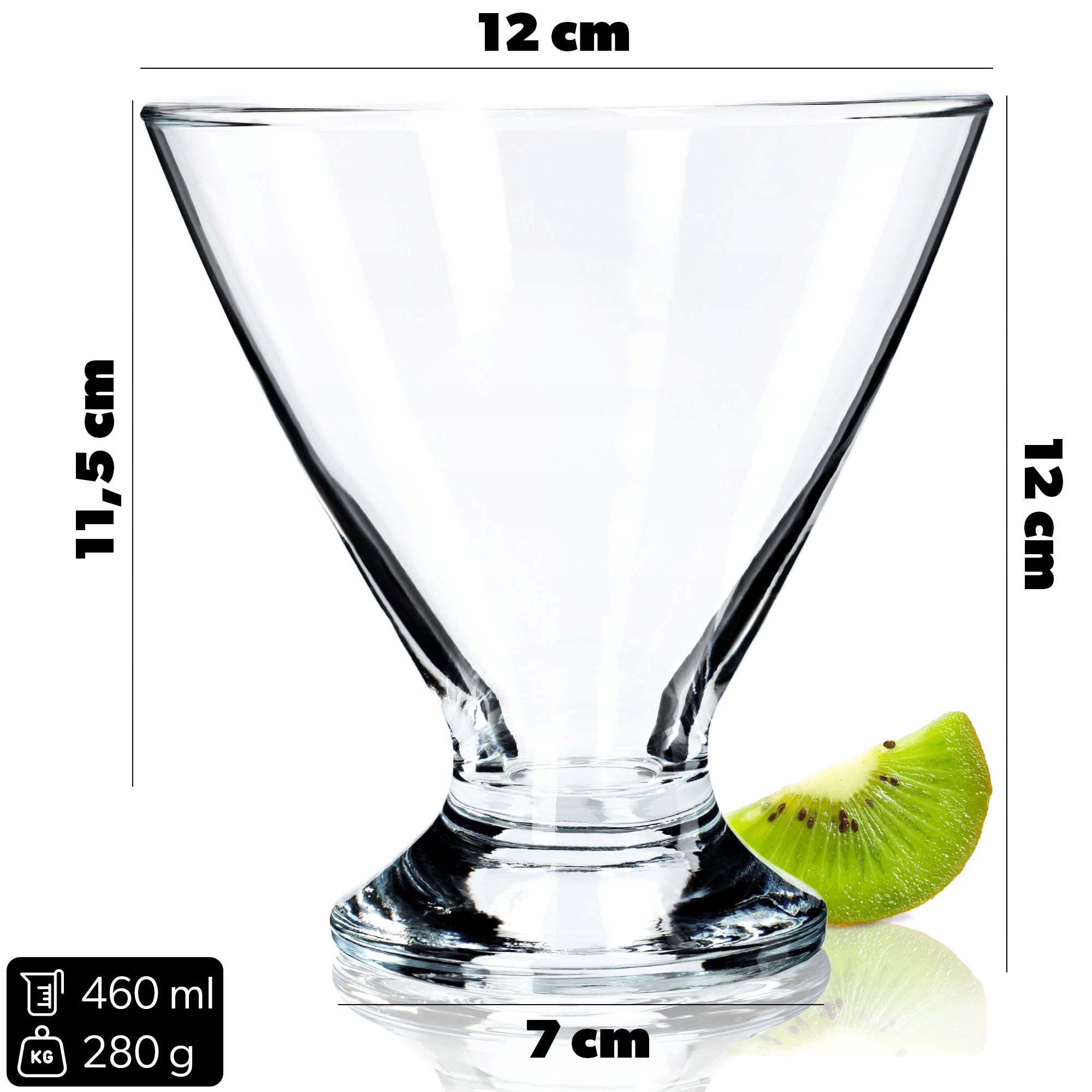 6x PUCHARKI DO DESERÓW LODÓW SZKLANE 460ml PUCHAREK NA LODY KOMPLET Marka Kadax