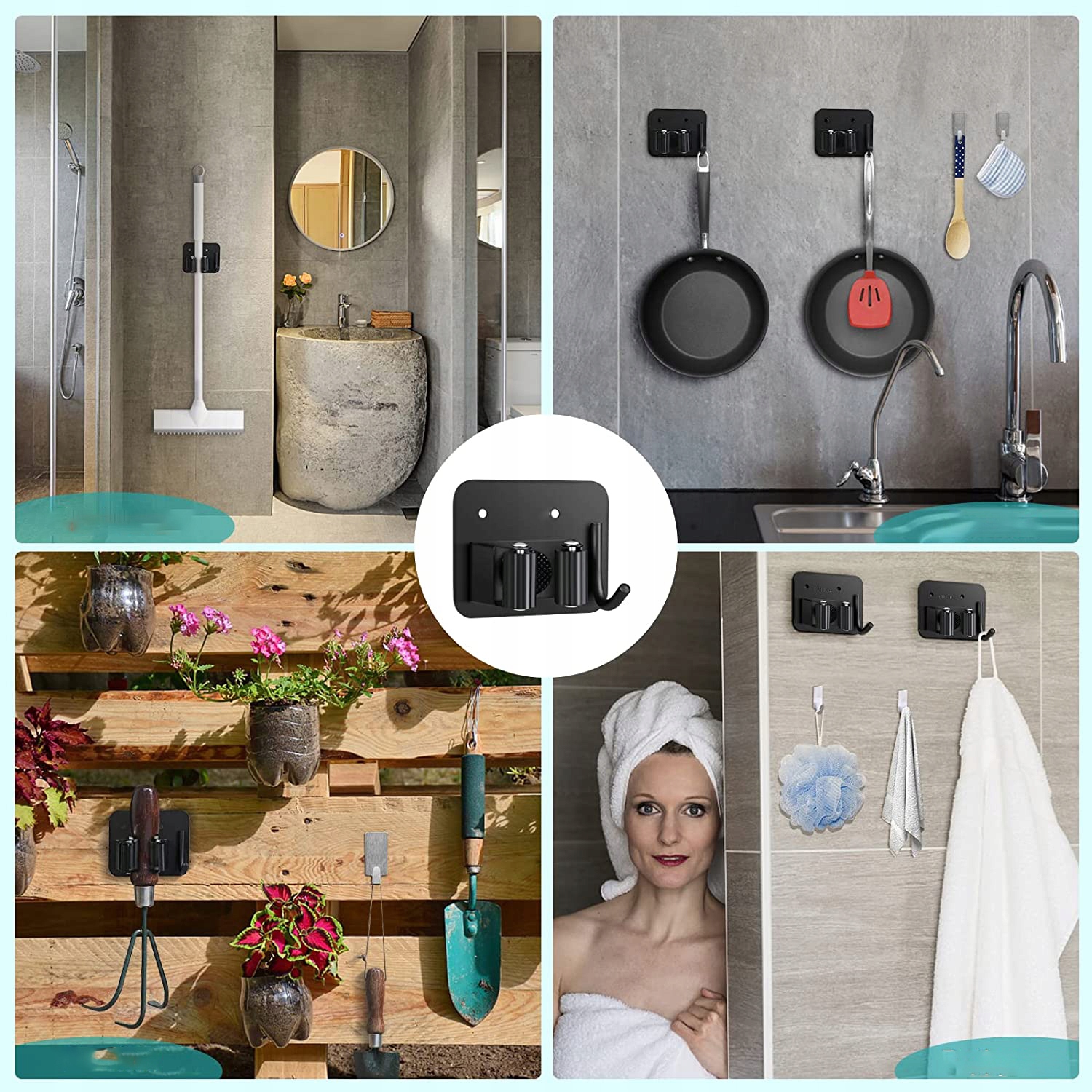 UCHWYT SAMOPRZYLEPNY NA MIOTŁY MOPY KIJ ORGANIZER Długość 8.5 cm