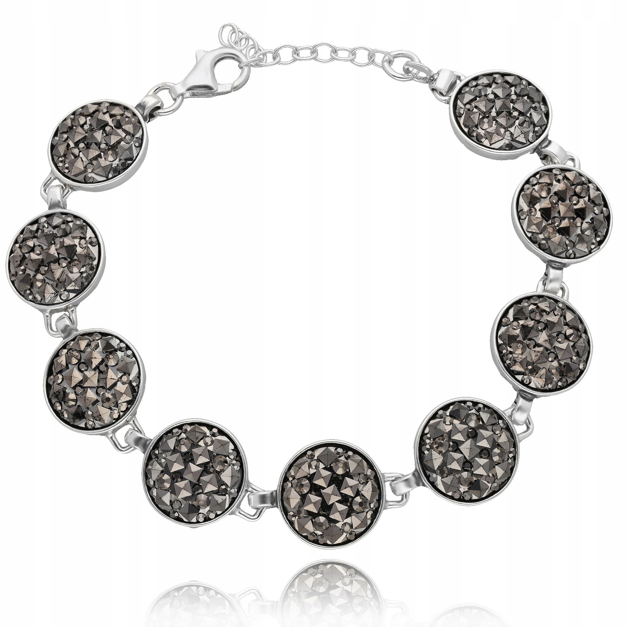 Stříbrný Náramek S Černými Krystaly