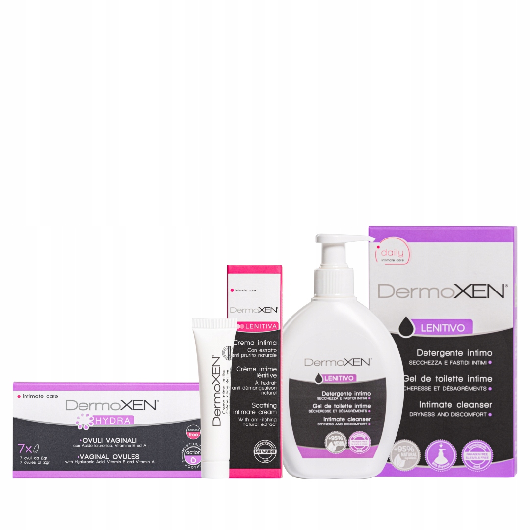 Sada na sucho: vaginální čípky, intimní krém, gel pro intimní hygienu