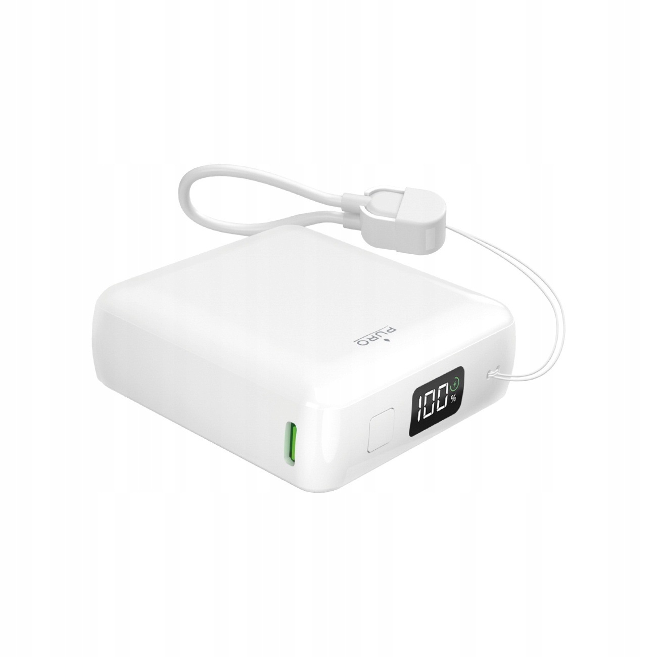 Powerbanka 10000 mAh Usb-a Usb-c s vstavaným displejom a káblom Usb-c 20 W biela