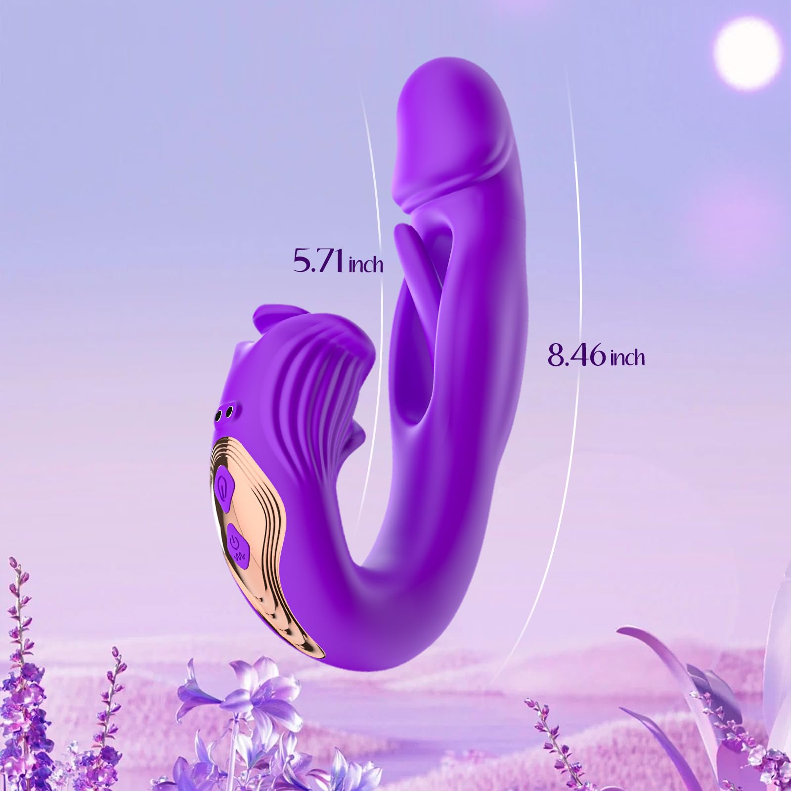 DILDO VIBRATOR Zestaw 3w1 dla Kobiet Klitoris Anal Stymulator z Aplikacją — miniatura 6