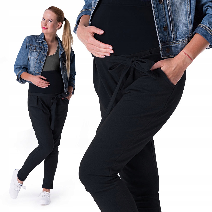 

Spodnie ciążowe dresowe Lena kokarda- XL czarny