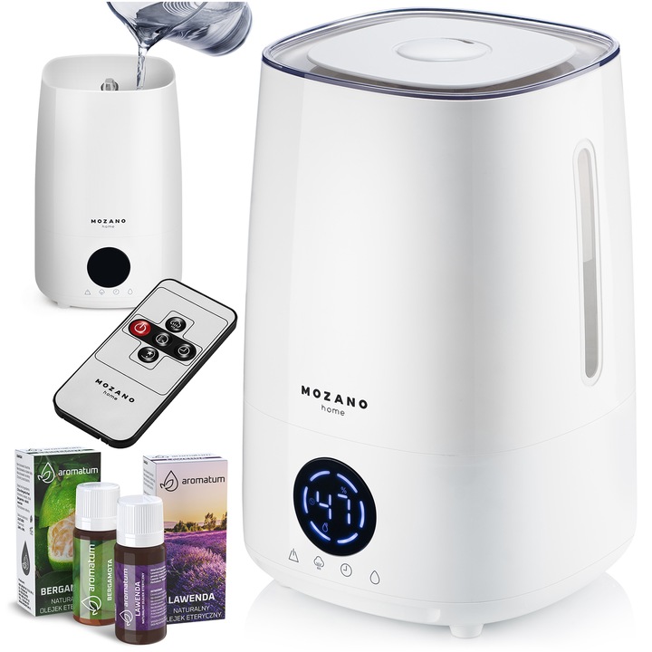 NAWILŻACZ POWIETRZA MOZANO 3w1 JONIZATOR DYFUZOR AROMATERAPIA + OLEJKI