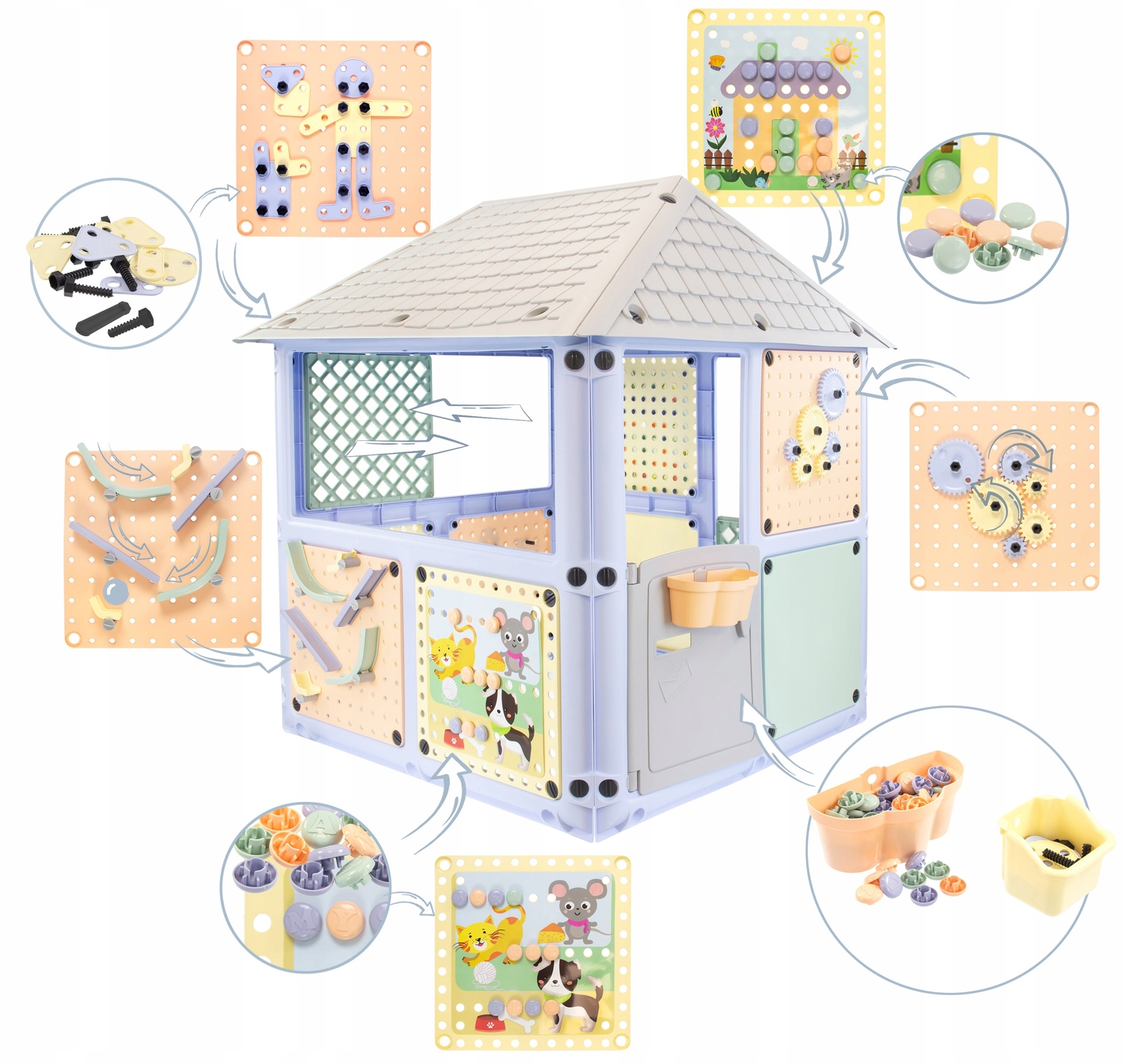 DOMEK OGRODOWY DLA DZIECI + ZJEŻDZALNIA WODNA 180cm ZESTAW SMART HOUSE 6w1 Kod producenta 12796