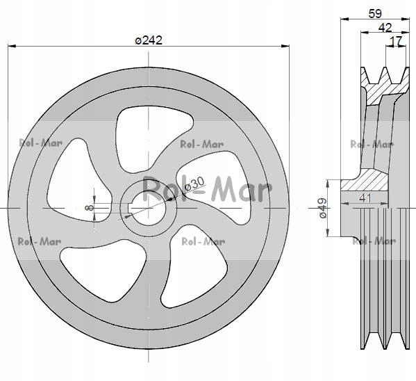 Koło pasowe na ślimak dolny Bizon Producent części Rolmar