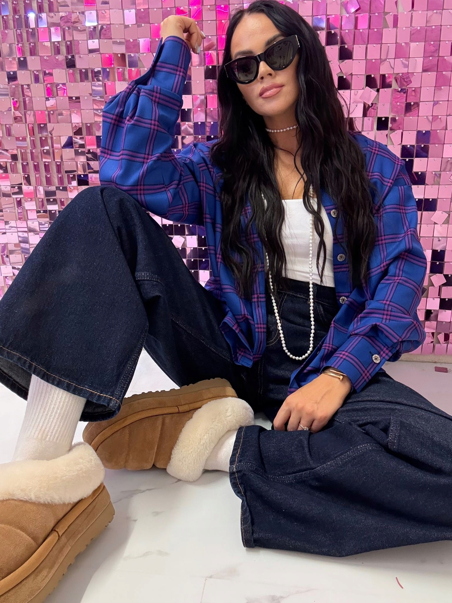 Kostkovaná košile La Milla modro-růžová vel univerzální