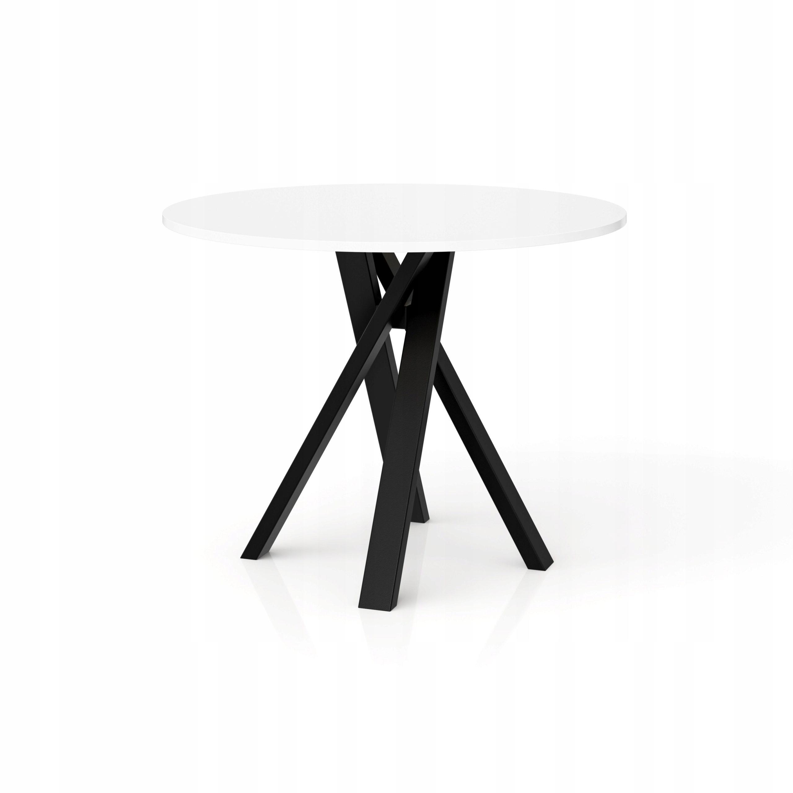 Moderní stůl do obývacího pokoje, velký kulatý stůl, bílý, 110 cm, loftový stůl