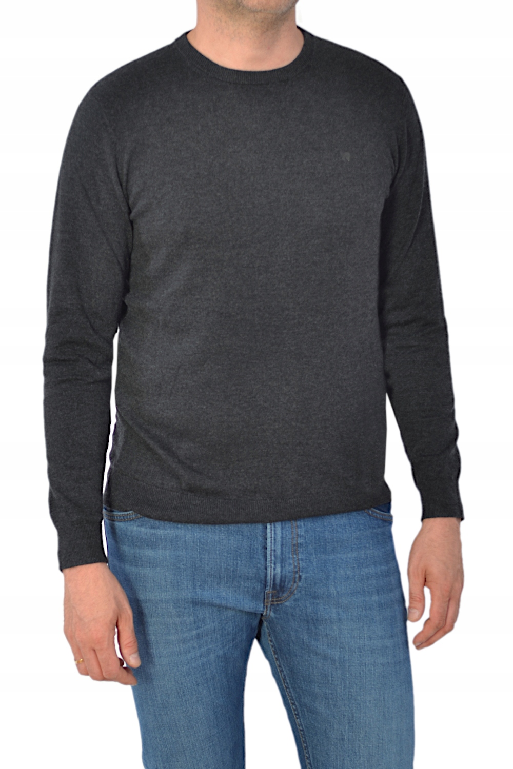Wrangler Crew Neck Knit Dark Grey Melee Tmavě Šedý Pánský Svetr XL