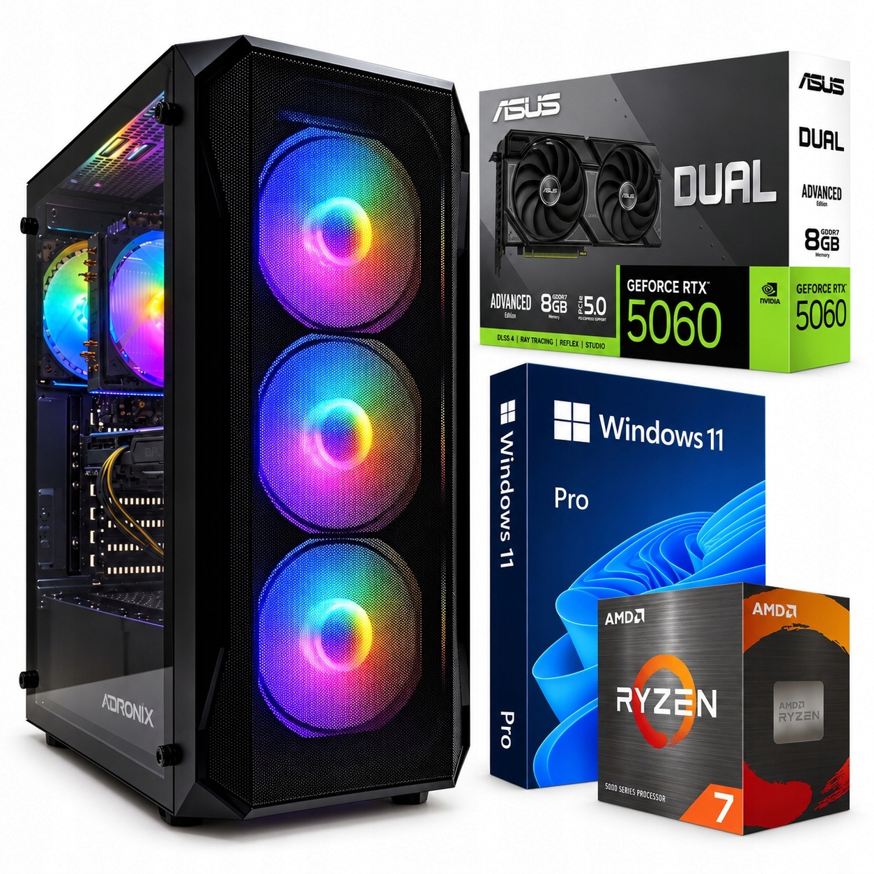 Herní Pc Ryzen 7 5700X 32GB Rtx 5060 8GB Wi-Fi WIN11