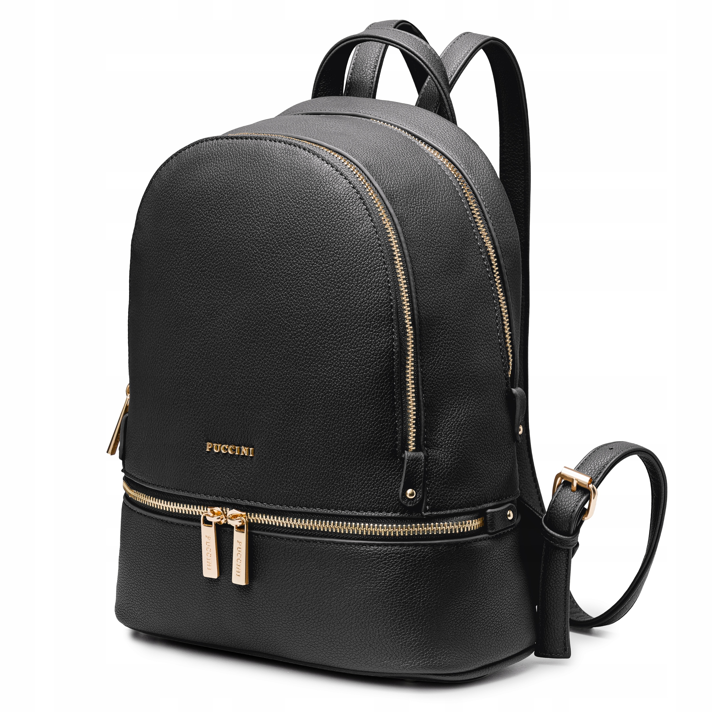 Plecak Dwukomorowy Damski Puccini Ze Skóry Ekologicznej Czarny BML055P-1