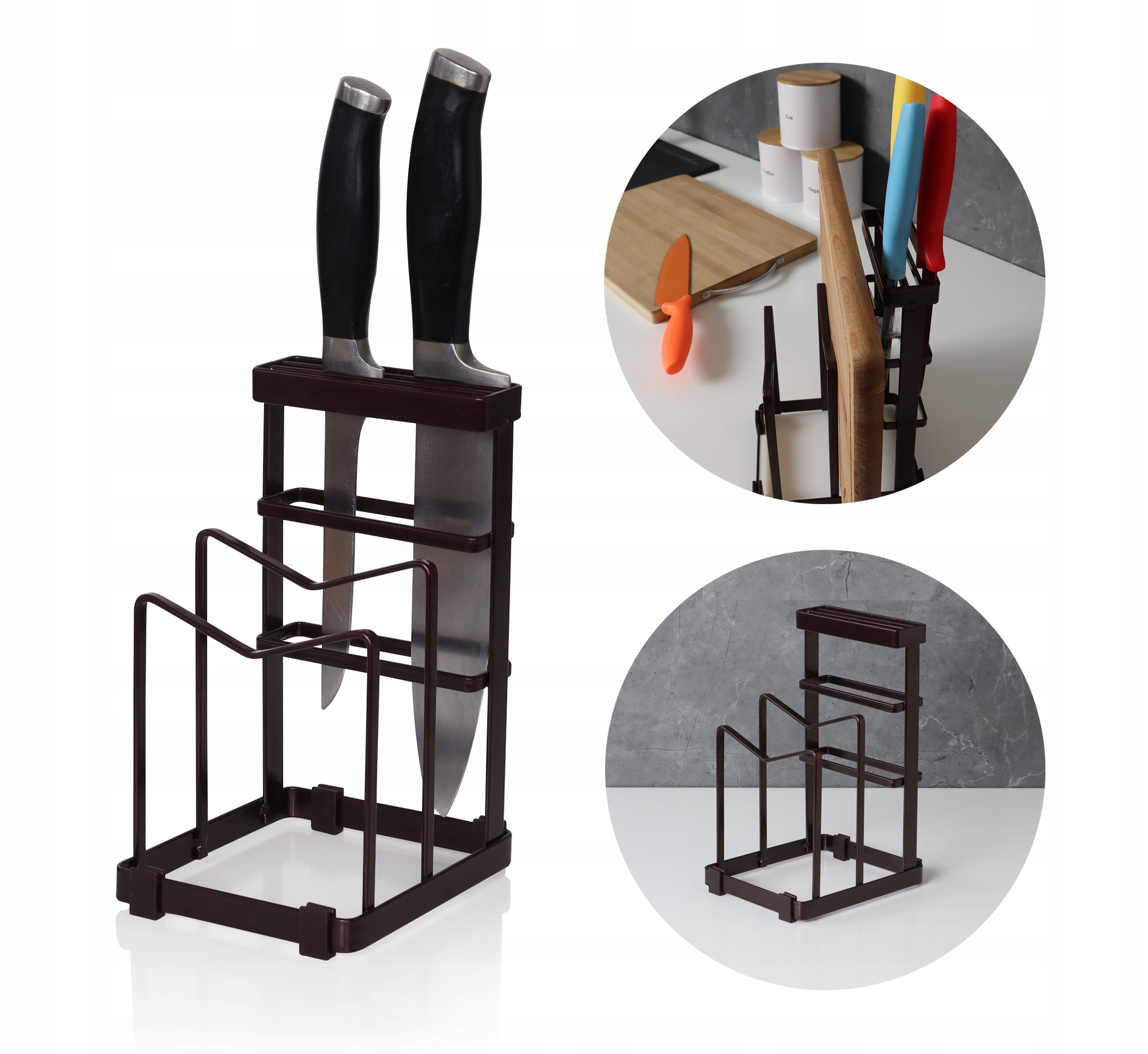 

Stojak organizer na noże pokrywki deski kuchenny