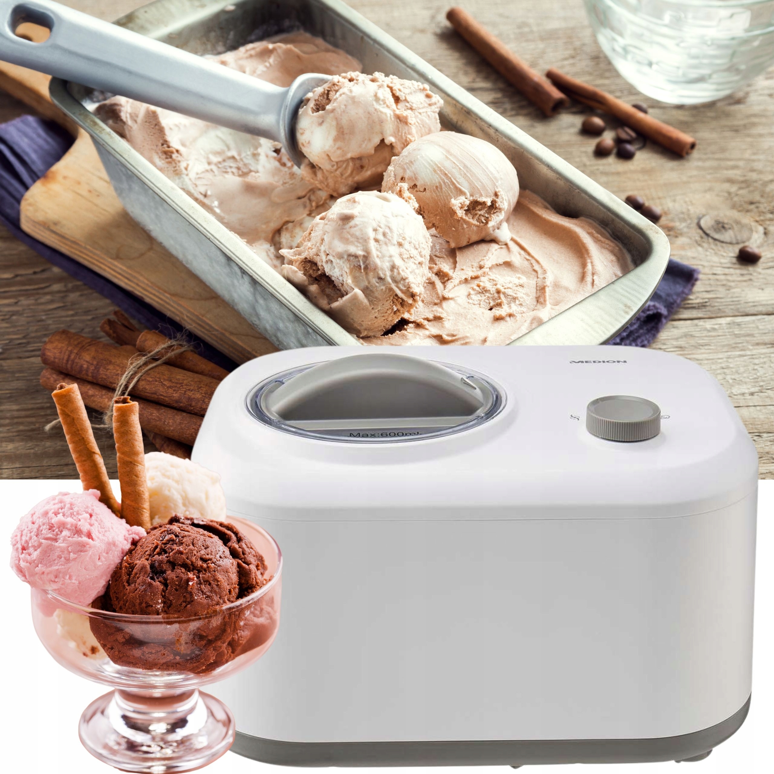 Maszyna do lodów domowych 1L Sorbetów Lodziarka Kod producenta 50068656