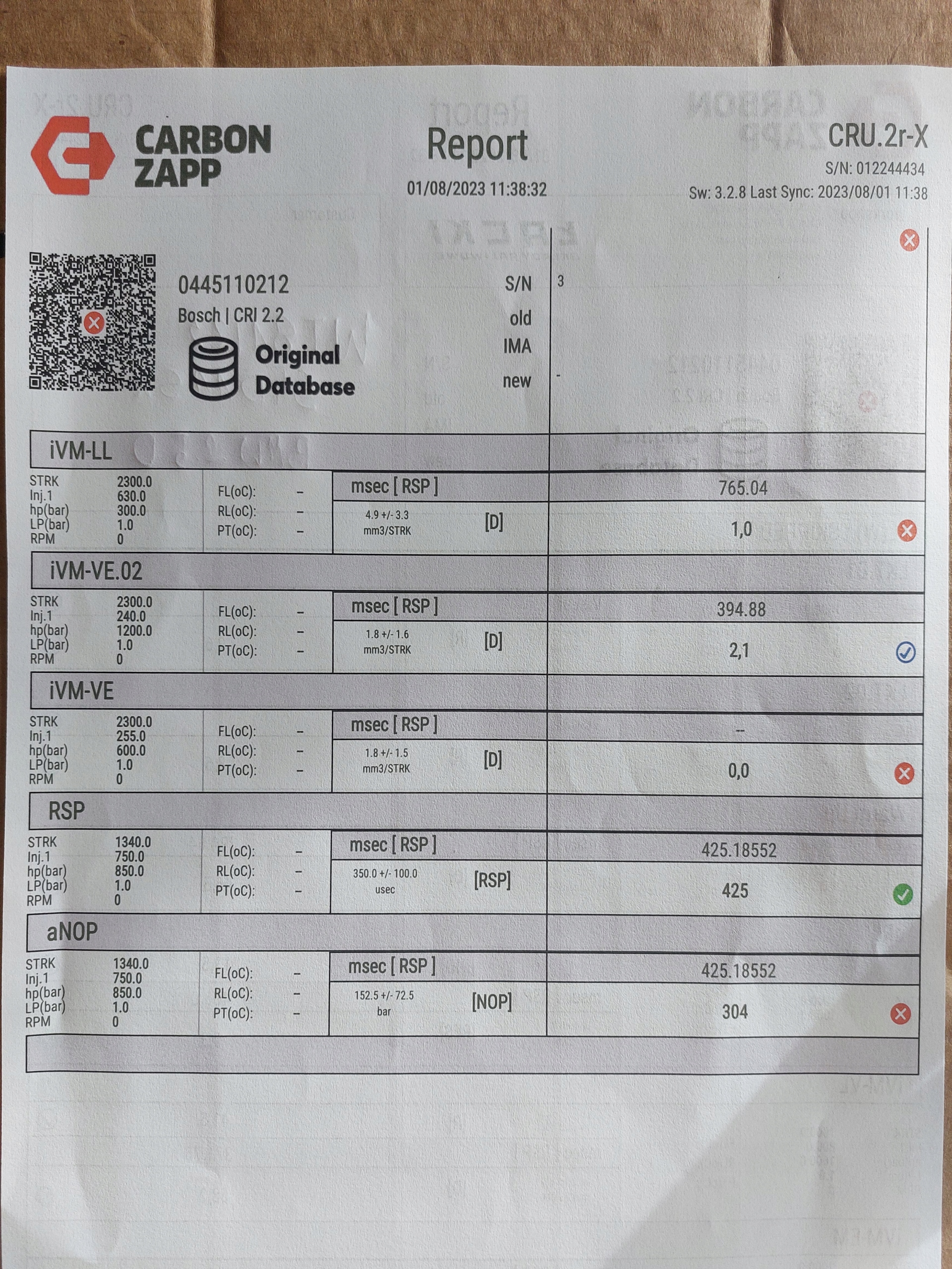 injector BMW 2.5D BOSCH 0445110212 WYDRUK