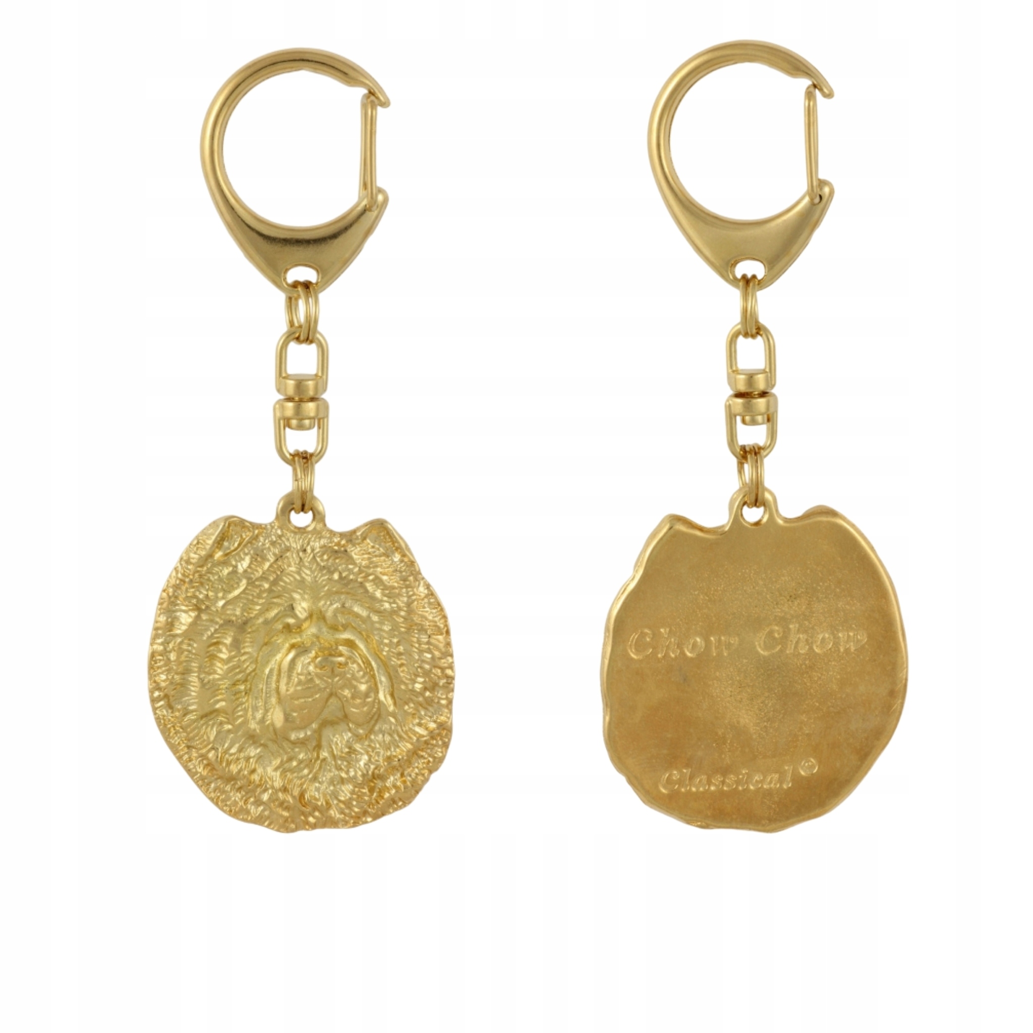 Chow Chow – pozlacený přívěsek na klíče na klíče se psem, ozdoba kabelky, luxusní doplněk