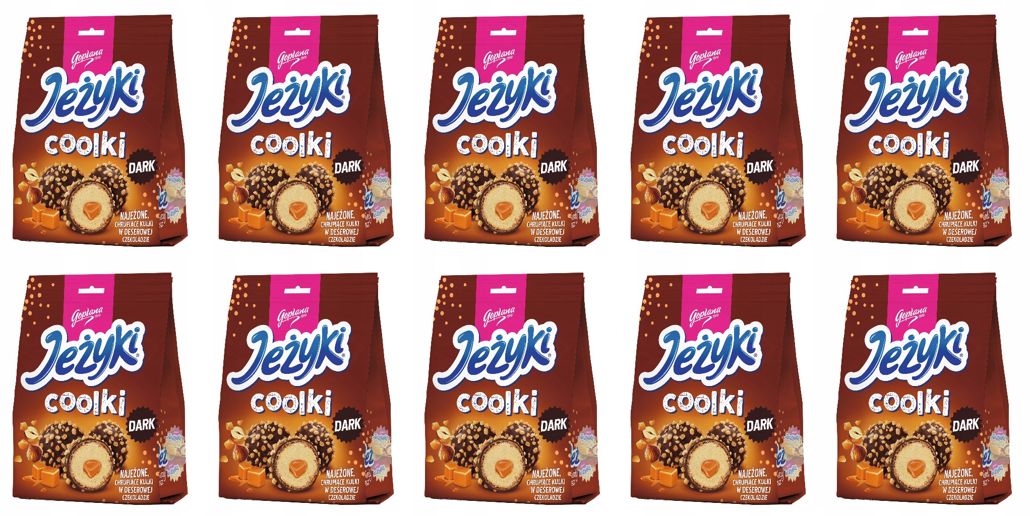 Levně 10 x 140,4 g Goplana Jeżyki Coolki Dark v čokoládě Karton